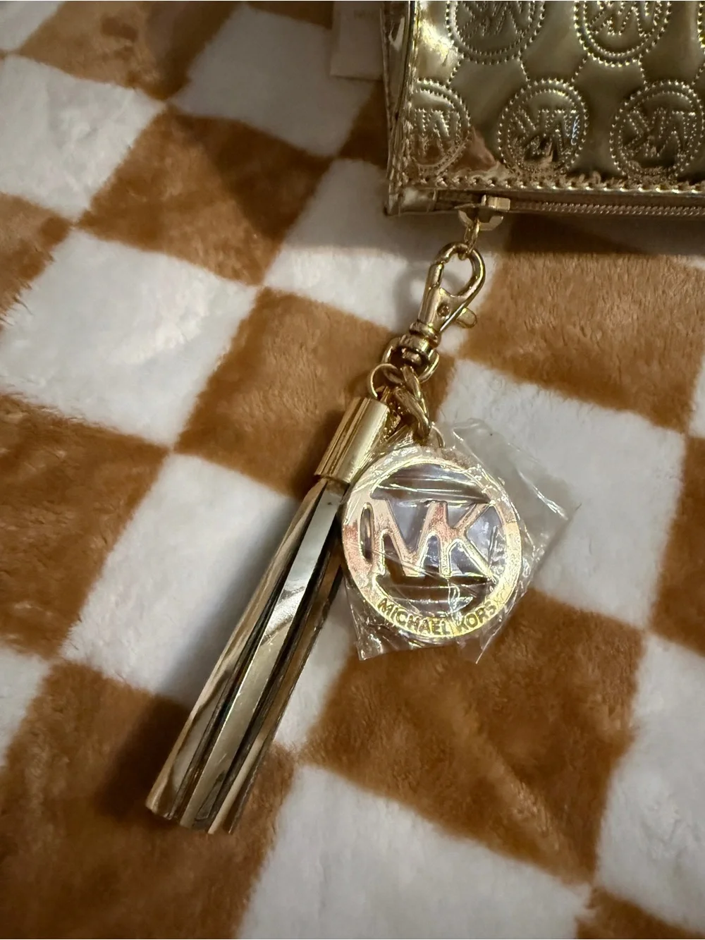Michael Kors Limited Edition Gold Metallic Monogram Cosmetic Bag EC